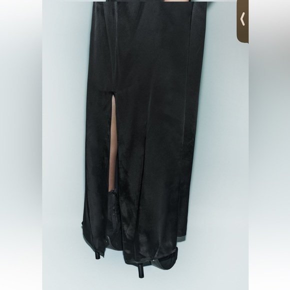 Zara Black Open back Slit Hem Halter neck Long Dress LIMITED EDITION size XS NWT - Picture 9 of 16